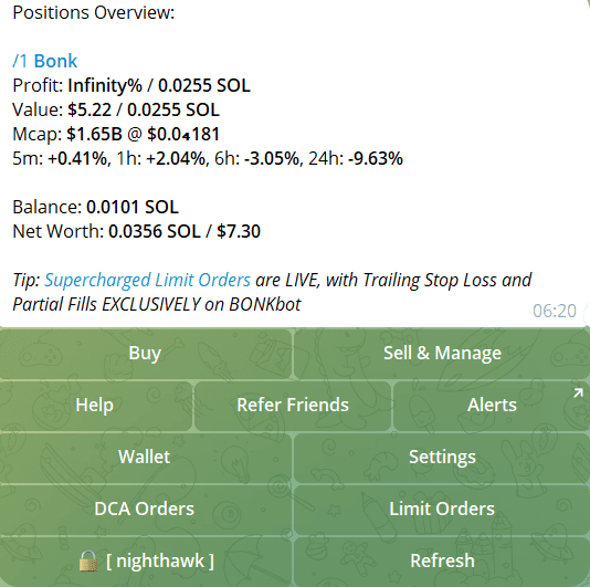 bonkbot solana telegram bot