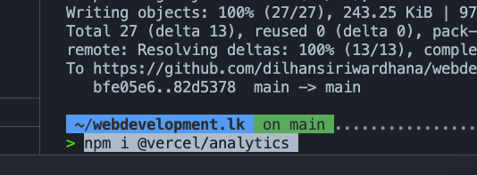 vercel analytics package installtion in nextjs 14 app router