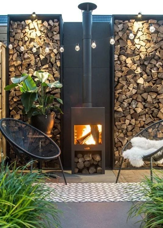 Modern Backyard Fireplace