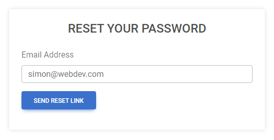 password reset html page