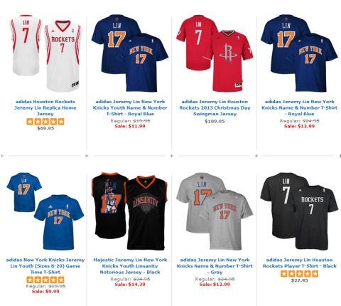 Linsanity is On Sale. (Media Influency is Temporary)