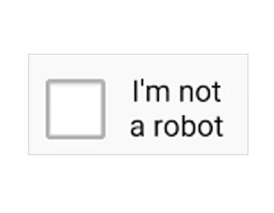 Screenshot of the pathetic “I’m not a robot” tick box still customary on many websites today.