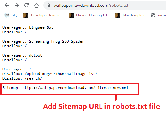 Add Sitemap in robots.txt file
