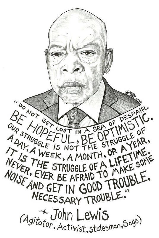 John Lewis Drawing art print by Rick Frausto