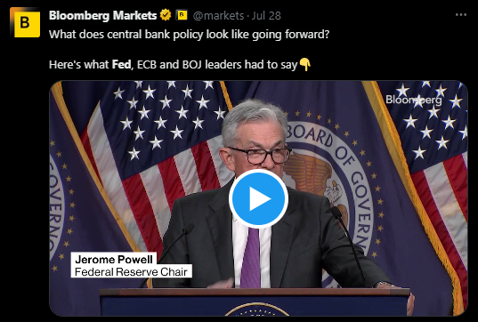 Bloomberg markets on Twitter updating on central banks and monetary policy