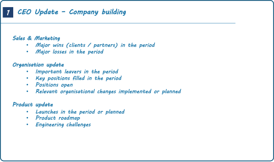 Company building slide: qualitative or quantitative update on how the company is evolving