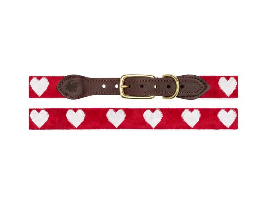 Hearts Needlepoint Dog Collar from Good Threads Needlepoint