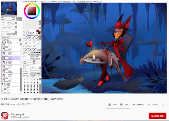 Screenshot of Alastor the Deer Demon eating a deer