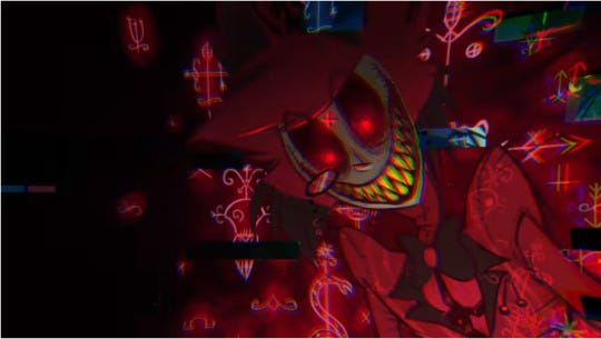 Alastor with Vodou symbols and Vodou-inspired symbols behind him