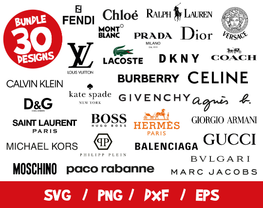 Fashion brands logo bundle luxury svg cricut silhouette cut file louis vuitton chanel gucci balenciaga dior
