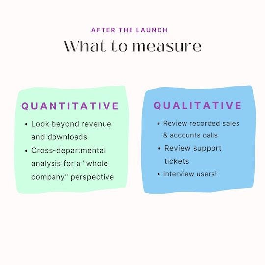 After the launch, measuring Quantitative and Qualitative feedback