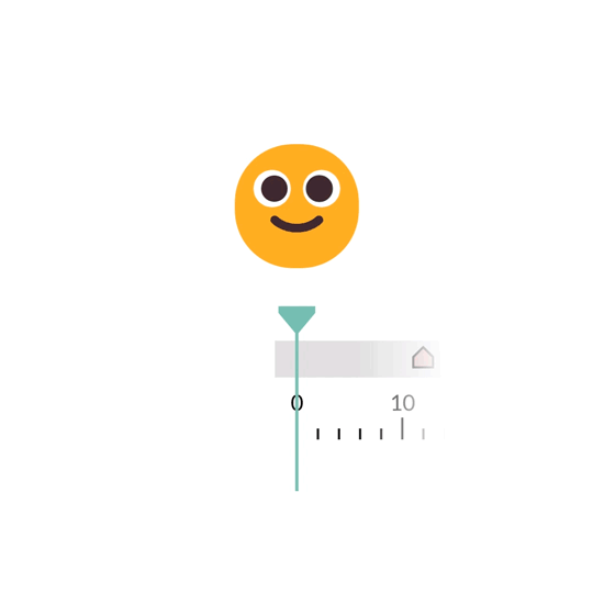Animation of the ‘simple smile’ emoji morphing to the ‘heart eyes’ emoji.