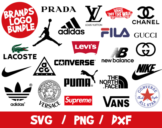 Fashion brands logo bundle svg cricut silhouette cut file nike louis vuitton jordan supreme chanel