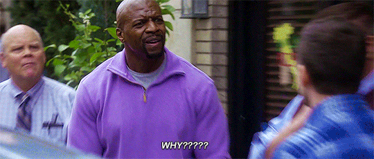 Terry Jeffords from the TV Show ‘Brooklyn 99’ expresses with frustration and says WHY???????