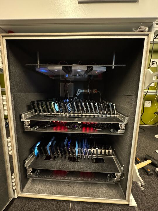 Inside of a device lab cage