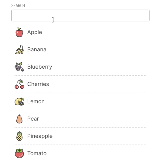 Search results ordered by distance