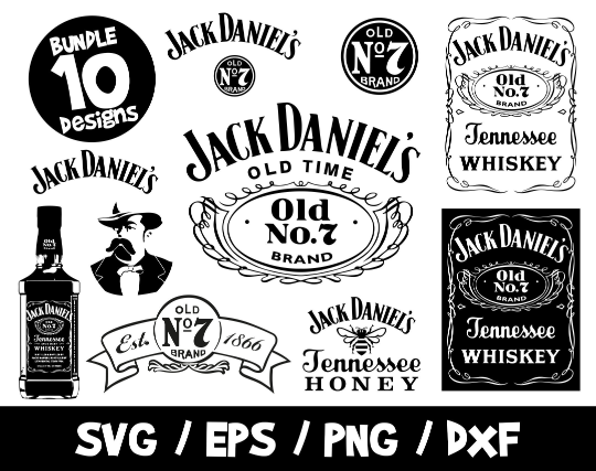 Jack Daniel’s svg bundle logo old No 7 brand tag tennessee whiskey cricut clipart