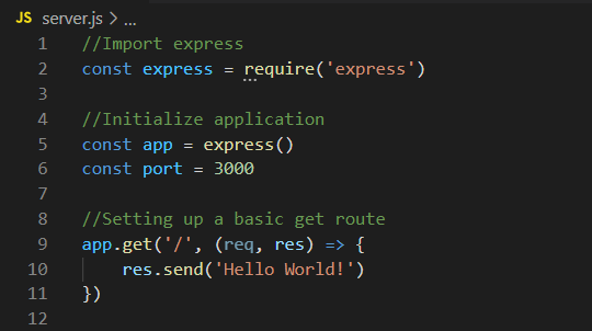 Code snippet where we set up our express route