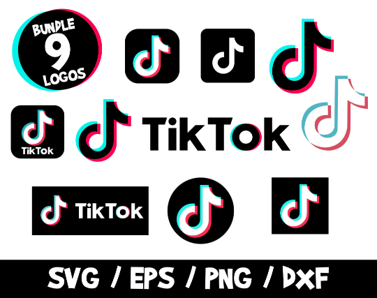 Tik Tok logo bundle vector svg cut file png vinyl tshirt birthday phone app cricut