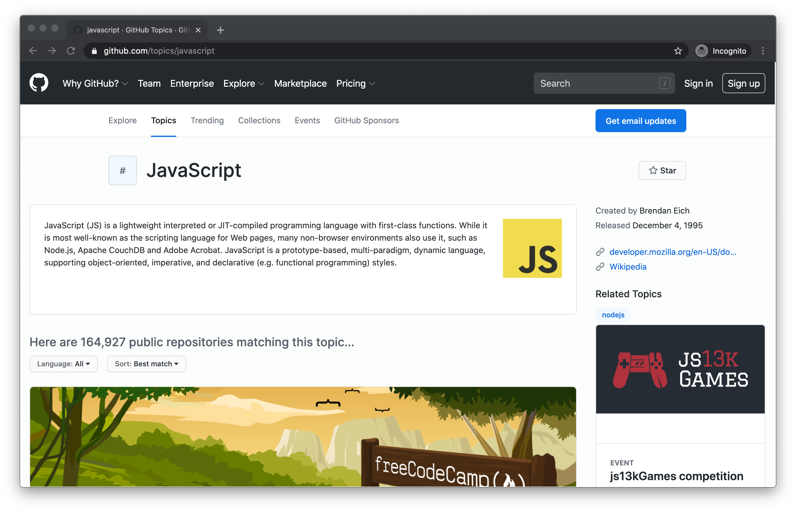 JavaScript GitHub topic