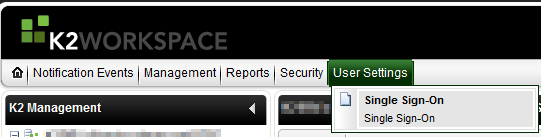K2 Workspace - User Settings - SSO