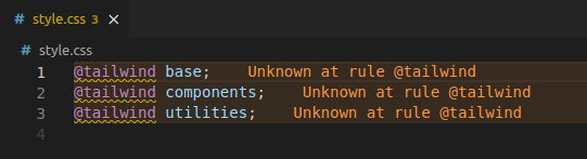 showing warning message if you include the tailwind directives in index.css