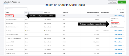 Delete an Asset in QuickBooks