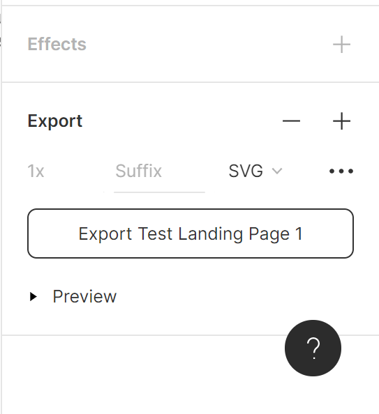 Export section in Figma