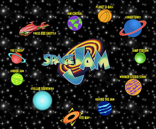 Sitio web oficial de la película Space Jam, 1996.