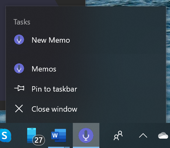 Shortcuts working from the jumplist in Windows 10