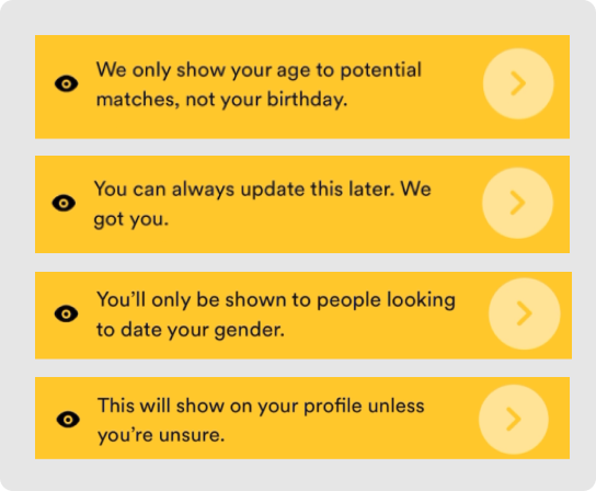 Some examples of small UI details about privacy