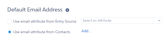 Journey settings showing the Use Attribute from Contacts option selecting