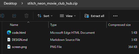 Zip downloaded from stitch