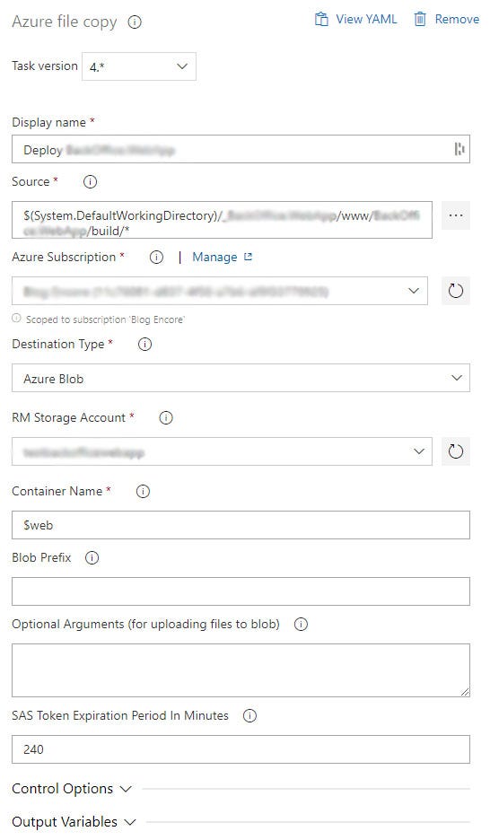 Azure file copy task