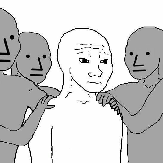 NPCs lay their hands on a human