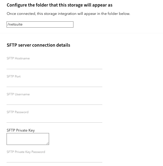 SFTP connection details to do file transfers from NetSuite to SharePoint via SFTP.