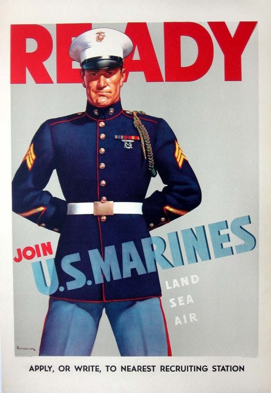 "Ready | Join U.S. Marines," Gary Borkan poster