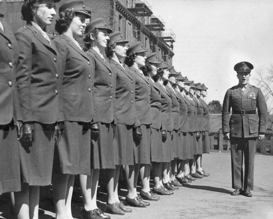 History: The first group of 71 Women Marine Officer Candidates arrived 13 March 1943 at the U.S. Midshipmen School (Women's Reserve) at Mount Holyoke College in South Hadley, Massachusetts. The Navy's willingness to share training facilities enabled the Marine Corps to begin training Marine Corps Women's Reserve officers just one month after the creation of the MCWR was announced.