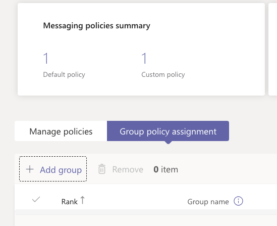 Microsoft Teams group policy assignment