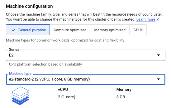 GKE cluster machine type