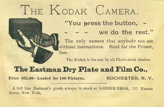 Propaganda vintage da câmera fotográfica da Kodak