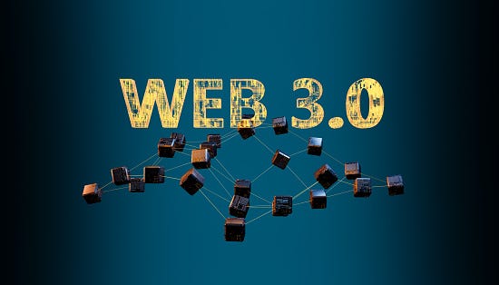 An image of with blockchain illustration and web 3.0 text