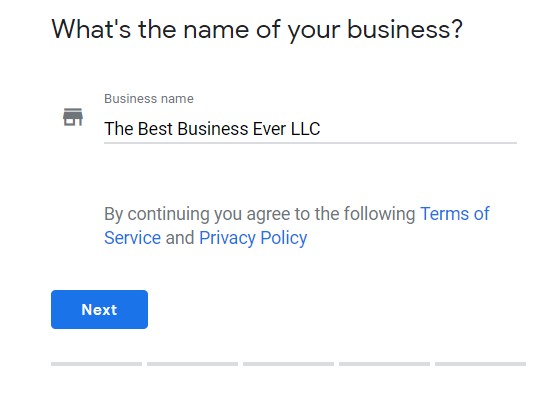 setting up your business name on google my business account
