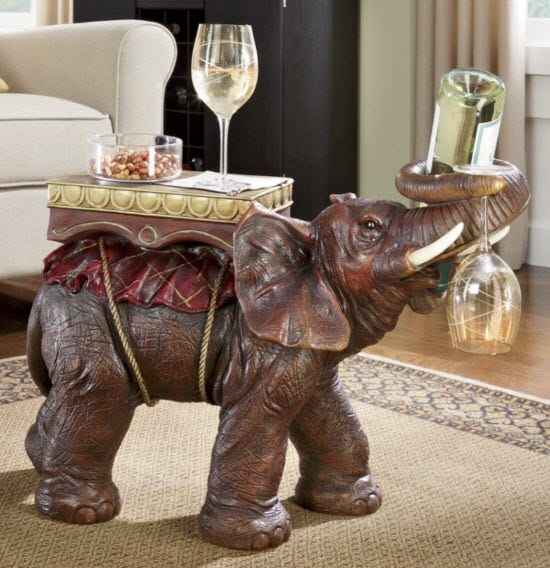 Elephant Wine Bottle and Glass Holder