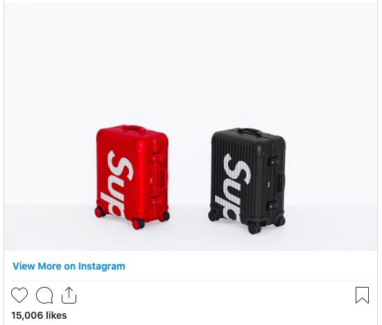the image of the supreme x rimowa suitcase