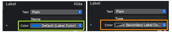 Storyboard Primary and Secondary Label Colours