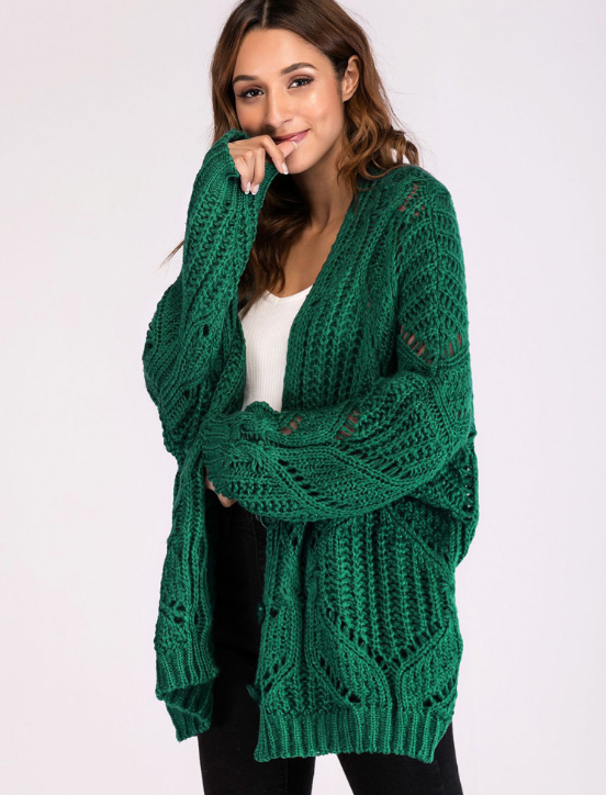Oversized Button Front Chunky Open Knit Cardigan