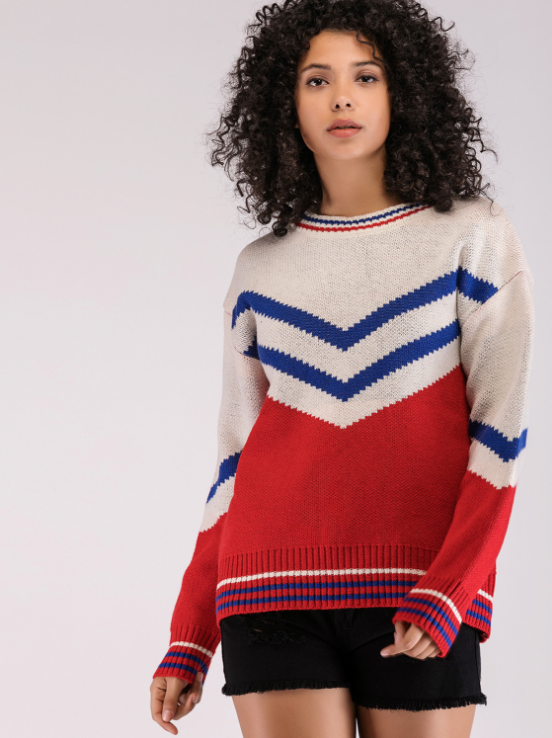 Jumper with Chevron and Tipping Detail