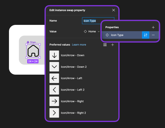 Shows how to setup Preferred Values in Figma UI