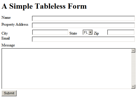 A Basic Form Screenshot